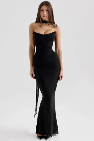 Strapless Corset Dress Sculpting Sheer Mesh – Freya - Hadassha