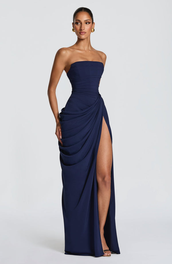Strapless Corset Maxi Dress Side Slit – Margot - Hadassha
