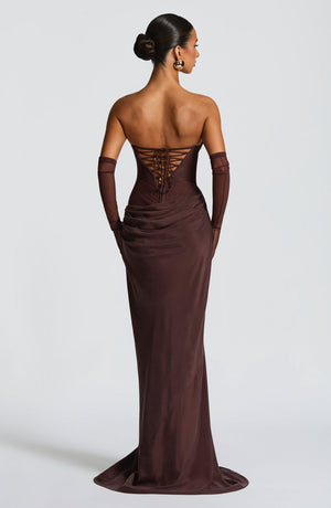 Strapless Cowl Neck Maxi Dress Cupro – Liora - Hadassha