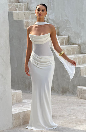 Strapless Cowl Neck Maxi Dress Cupro – Liora - Hadassha