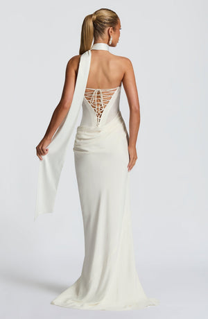 Strapless Cowl Neck Maxi Dress Cupro – Liora - Hadassha
