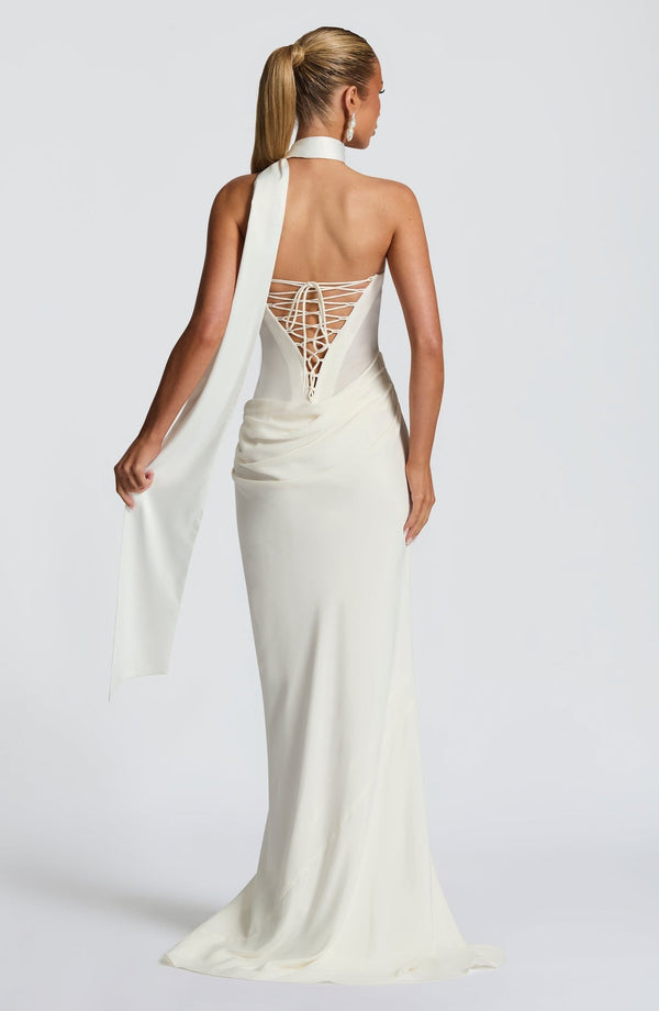 Strapless Cowl Neck Maxi Dress Cupro – Liora - Hadassha