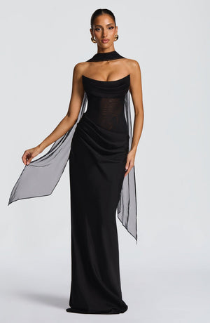 Strapless Cowl Neck Maxi Dress Cupro – Liora - Hadassha