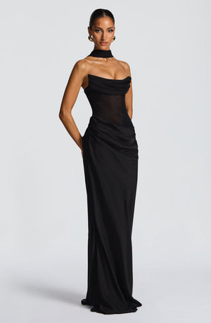 Strapless Cowl Neck Maxi Dress Cupro – Liora - Hadassha