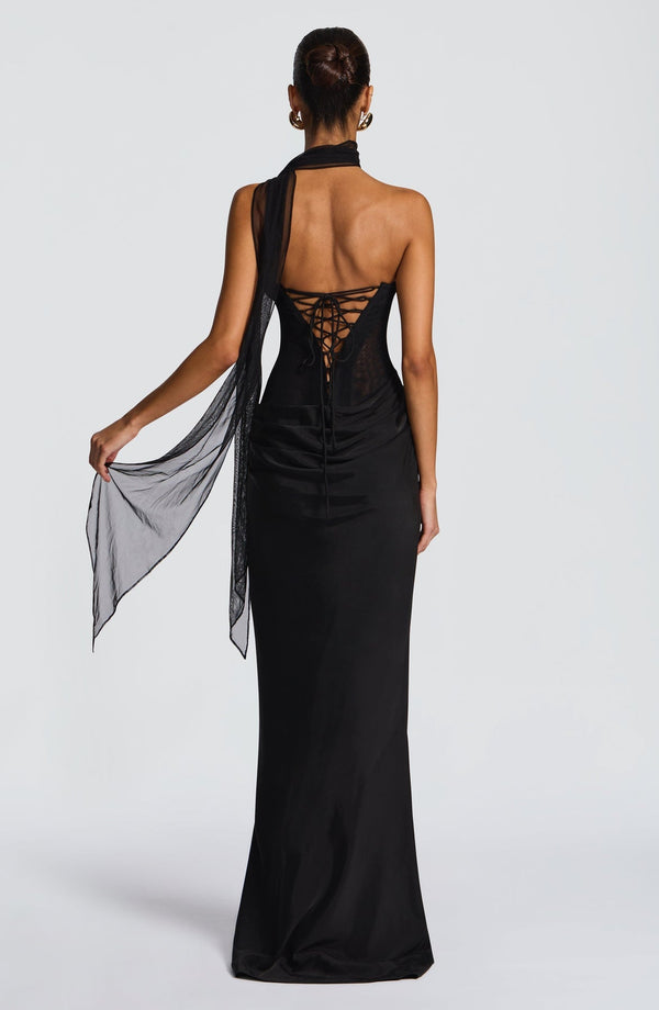 Strapless Cowl Neck Maxi Dress Cupro – Liora - Hadassha