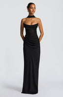 Strapless Cowl Neck Maxi Dress Cupro – Liora - Hadassha