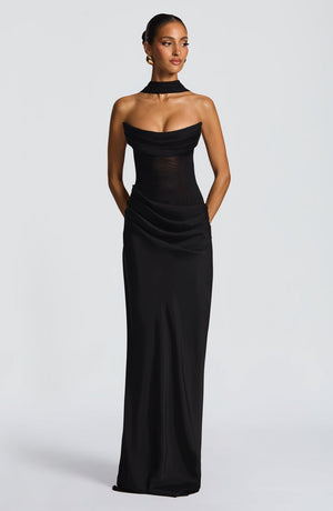 Strapless Cowl Neck Maxi Dress Cupro – Liora - Hadassha