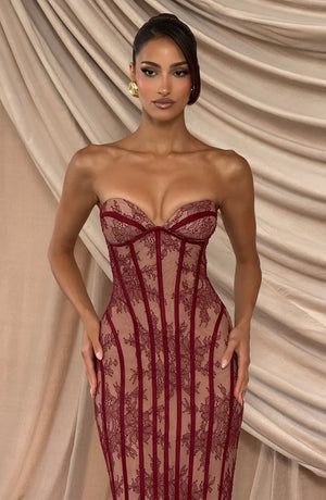 Strapless Lace Maxi Dress Shaping Bodice – Sienna - Hadassha