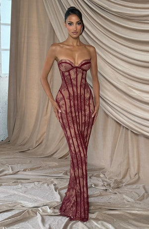 Strapless Lace Maxi Dress Shaping Bodice – Sienna - Hadassha