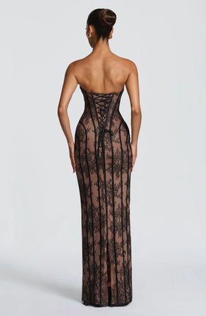 Strapless Lace Maxi Dress Shaping Bodice – Sienna - Hadassha