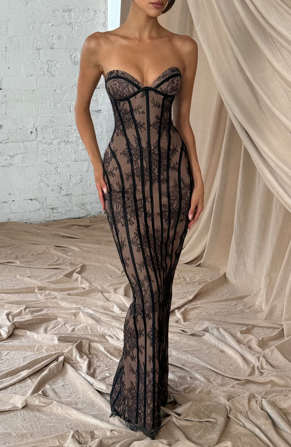 Strapless Lace Maxi Dress Shaping Bodice – Sienna - Hadassha