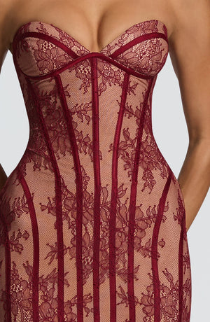 Strapless Lace Maxi Dress Shaping Bodice – Sienna - Hadassha