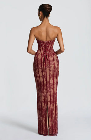 Strapless Lace Maxi Dress Shaping Bodice – Sienna - Hadassha