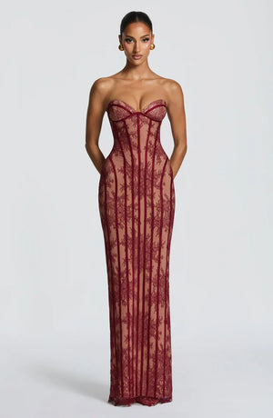 Strapless Lace Maxi Dress Shaping Bodice – Sienna - Hadassha