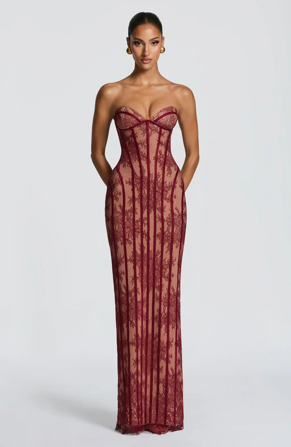 Strapless Lace Maxi Dress Shaping Bodice – Sienna - Hadassha