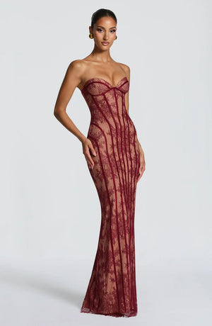 Strapless Lace Maxi Dress Shaping Bodice – Sienna - Hadassha