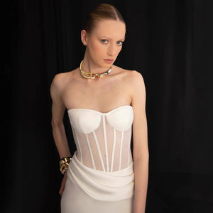 Strapless Mermaid Maxi Dress High Waist – Celeste - Hadassha