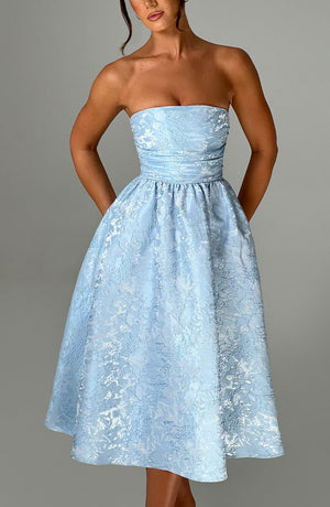 Strapless Midi Dress Draped Waist – Brielle - Hadassha