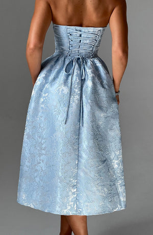 Strapless Midi Dress Draped Waist – Brielle - Hadassha