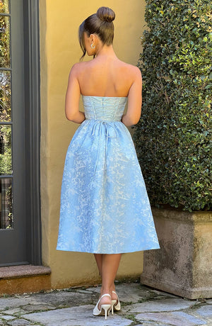 Strapless Midi Dress Draped Waist – Brielle - Hadassha