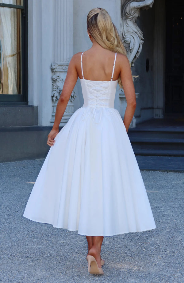 Sweetheart Midi Dress Lace-Up Back – Florence - Hadassha