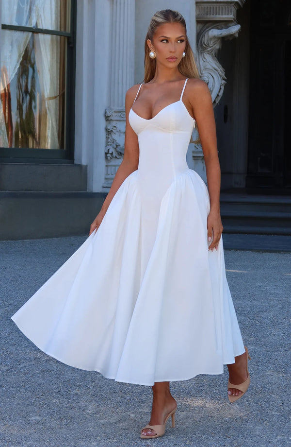 Sweetheart Midi Dress Lace-Up Back – Florence - Hadassha