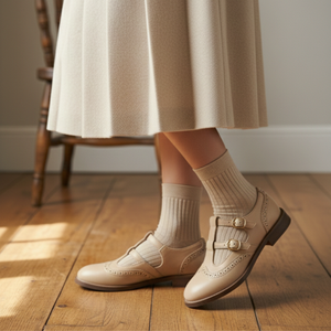 T-Bar Mary Jane Flats Cushioned Insole – Marjorie - Hadassha