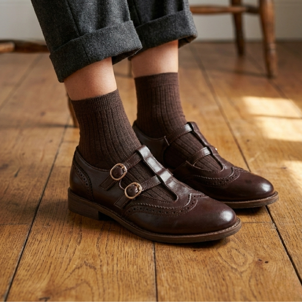 T-Bar Mary Jane Flats Cushioned Insole – Marjorie - Hadassha