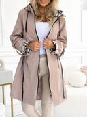 Zip Coat Waterproof Windproof Tailored Hooded – Etta - Beige - Hadassha